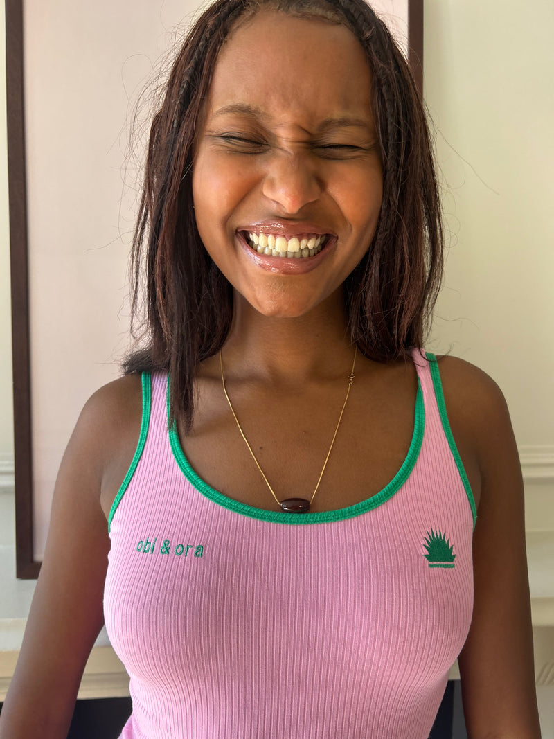 Óbí & Òra ribbed logo vest top