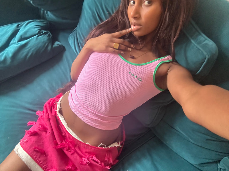 Óbí & Òra ribbed logo vest top