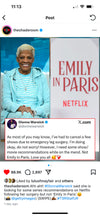 @theshaderoom repost of Dionne Warwick tweet. September, 2025<br />
Not Emily in Paris.